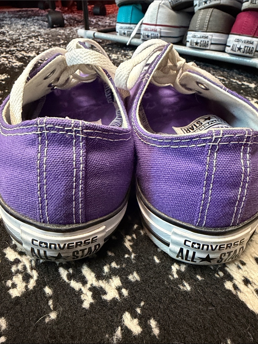 Converse Women’s Purple Low Top Canvas Sneakers with White Laces - Picture 3 of 5
